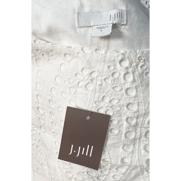 J Jill Sz L White Eyelet Lace Layered Long Tee T-Shirt Tank Top Womens NEW NWT - Picture 10 of 13